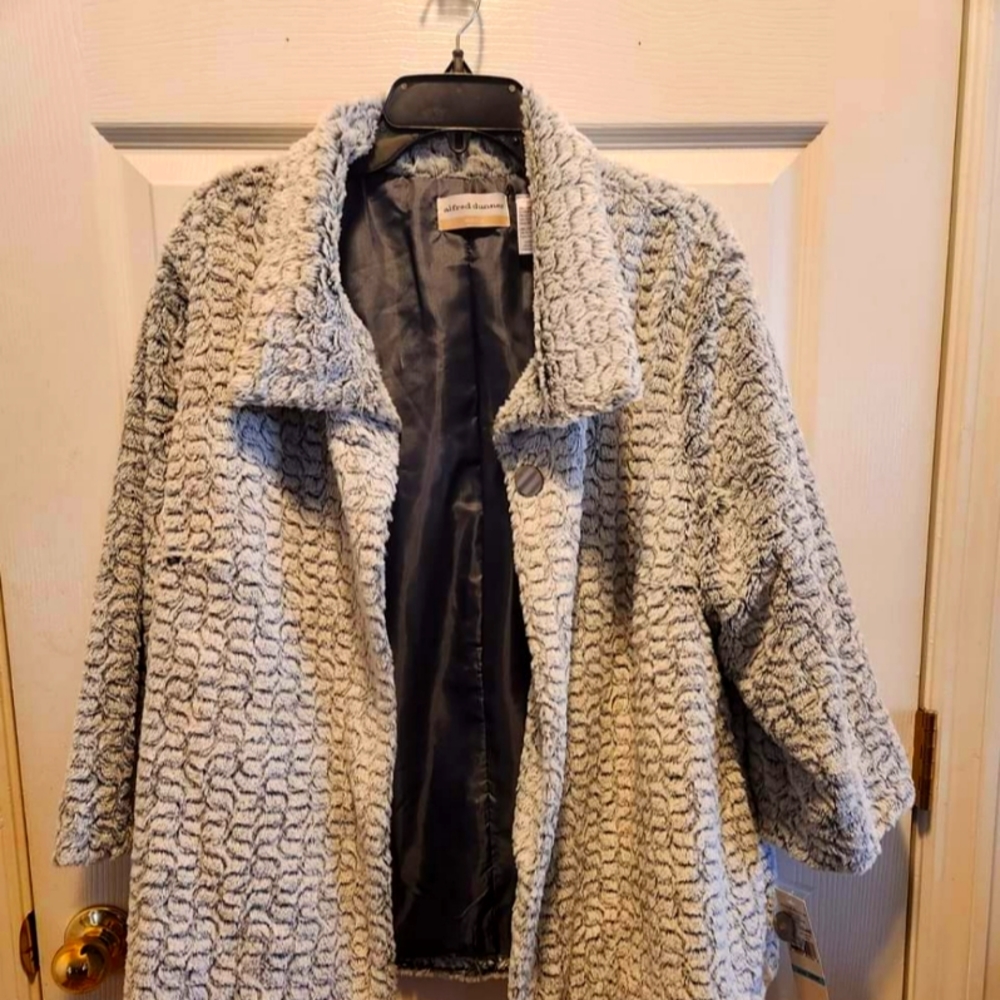 Grey silky sherpa jacket